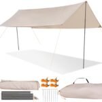 Camping Tarp with Poles, 10 x 16.4 ft Large Camping Awning, Waterproof Tent Tarp, Picnic, Beach, Outdoor Activities, Hammock, Garden, Car