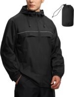 Mens Waterproof Windbreaker Rain Jacket Lightweight Packable Raincoat with Hood for Golf Hiking Travel