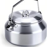 Camping Kettle Outdoor Campfire Camp Kettle, 1L Stainless Steel camping tea kettle Coffee Pot, Portable Lightweight Teapot Fast Heating Boiling Water, Ideal for Hiking Picnic Travel, Silver