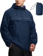 Mens Waterproof Windbreaker Rain Jacket Lightweight Packable Raincoat with Hood for Golf Hiking Travel