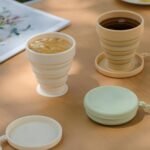 3 Pack Silicone Collapsible Travel Cup,Folding Camping Cup with Lid, Reusable Drinking Cup-Portable,Perfect for Camping,Hiking and Sport Events, for Hot and Cold Drinks (White) - Image 2