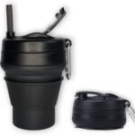 Reusable Coffee Cups with Lids with Straw - Collapsible Cups for Traveling - Leak Proof Collapsible Mug for Hot and Cold Drinks - 16oz Dishwasher Safe and Microwavable Travel Coffee Mug