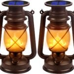 Solar Lantern Outdoor Hanging Solar Lights Dancing Flame Led Waterproof Camping Lamps, Landscape Decor for Table Patio Garden Yard Pathway Porch 2 Pack
