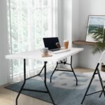 Folding Table  6FT Foldable Table Portable Banquet Surface Fold-in-Half Desk Utility for Working Meeting Parties, Picnic, Camping, Weddings, Catering, Garden Dining-White - Image 2