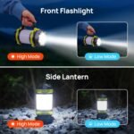 LED Camping Lantern Flashlight Rechargeable(Pack of 1),  Portable Torch with 6 Light Modes, 3600 Power Bank, IPX4 Waterproof, USB C, Camping Lights for Hurricane, Emergency, Survival Kits - Image 2