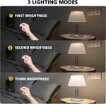 Solar Table Lamp Outdoor Indoor - 3 Lighting Modes, Eye-Caring LED Waterproof Cordless Solar Desk Lamp with Pull Chain for Outside Patio Garden Bedroom Living Room(White Modern Decor) - Image 2