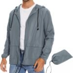 Packable Mens Rain Jacket Lightweight Raincoat Waterproof with Hood Outdoor Windbreaker Jacket Travel Rain Jackets