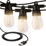 USB Powered String Lights - 24 Ft Commercial Grade Waterproof String Lights - Outdoor Shatterproof Patio Lights for Camping, Backyard, Porch - 1.5W LED Warm White Light