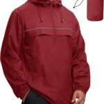 Mens Waterproof Windbreaker Rain Jacket Lightweight Packable Raincoat with Hood for Golf Hiking Travel