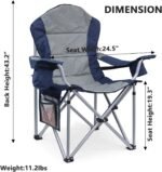 Oversized Camping Chairs for Adults with Lumbar Support, Padded Camping Chair with Storage Pocket, Folding Chairs for Outside with Cup Holder Support to 400LBS - Image 2
