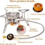 Camping Stove 3500 W, Outdoor Gas Stove Small Foldable Camping Stove Gas Stove with Adapter Camping with Piezo Ignition for Outdoor Picnic Trekking Hiking Hiking - Image 2