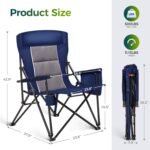 Oversized Folding Camping Chairs High Backrest Heavy Duty Lawn Chairs for Adults Support 500 LBS Portable Camp Chairs with Cup Holders Large Side Pocket for Outdoor - Image 2
