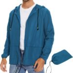 Packable Mens Rain Jacket Lightweight Raincoat Waterproof with Hood Outdoor Windbreaker Jacket Travel Rain Jackets