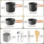 15PCS Portable Camping Cooking Set with Stove Top, Non-Stick Camping Pots and Pans Set, Lightweight Stackable Pot Pan Bowls Soup Spoon with Storage Bag for Camping, Outdoor Cooking - Image 2