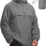 Mens Waterproof Windbreaker Rain Jacket Lightweight Packable Raincoat with Hood for Golf Hiking Travel