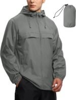 Mens Waterproof Windbreaker Rain Jacket Lightweight Packable Raincoat with Hood for Golf Hiking Travel