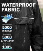 Mens Waterproof Windbreaker Rain Jacket Lightweight Packable Raincoat with Hood for Golf Hiking Travel - Image 2