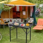 Small Folding Table, Camping Table with Mesh Desktop, Portable Picnic Table with Carry Handle, Height Adjustable Portable Grill Table for Outside Inside Use - Image 2