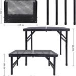 Small Folding Table, Camping Table with Mesh Desktop, Portable Picnic Table with Carry Handle, Height Adjustable Portable Grill Table for Outside Inside Use