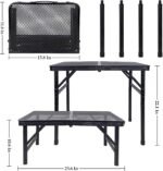 Small Folding Table, Camping Table with Mesh Desktop, Portable Picnic Table with Carry Handle, Height Adjustable Portable Grill Table for Outside Inside Use