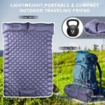 Double Camping Pads for Sleeping, Ultralight Floor Mattresses for Sleeping with Built-in Pillow Foot Pump, Mattress Foldable for Tent, Backpacking, Hiking, Car Traveling, Navy Blue - Image 2