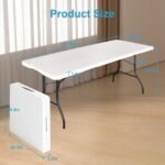 6FT Folding Tables Heavy Duty Folding Table, Multi-Functional Fold up Table for Outdoor Camping Picnic Parties, Indoor Events White Training Table with 330lbs Static Weight Capacity - Image 2