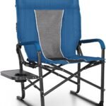Oversized Folding Camping Chairs High Backrest Reclining Director Heavy Duty Lawn Chairs for Adults Support 300 LBS Fishing Chairs with Large Side Table Cup Holders for Outdoor Fishing