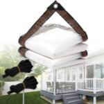 2 Pack Thicken Transparent Tarpaulin Waterproof, Heavy Duty Garden Rainproof Clear Poly Tarp, Plant Cover Insulation Shed Cloth with Grommets and Ropes for Patio, Camping Supplies (9.8x6.5 Ft)